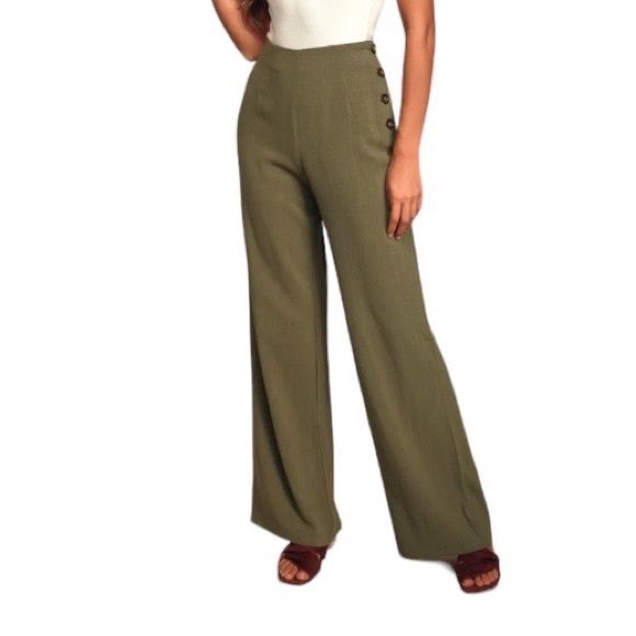 HYFVE Pants - Hyfve Wide Leg Khaki Green Pants, size small